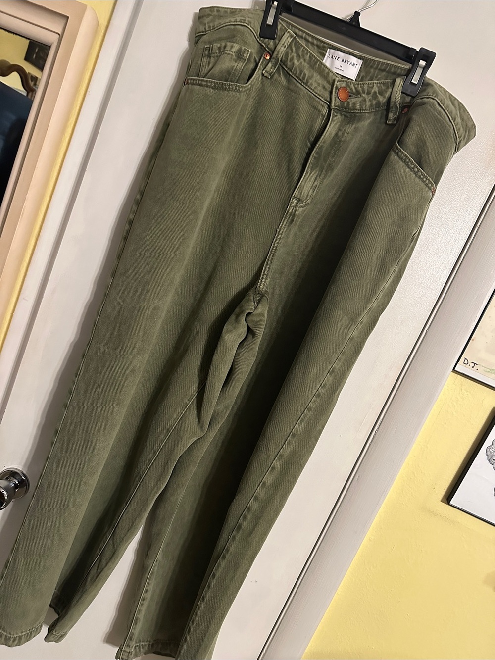 Lane Bryant Olive Utility Straight Leg Jeans